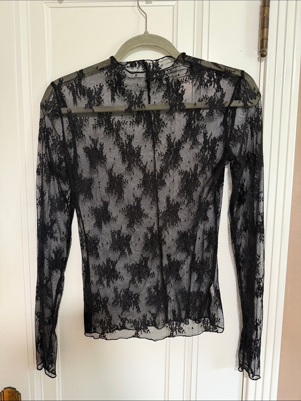 Sheer Black Lace Long-Sleeve Top